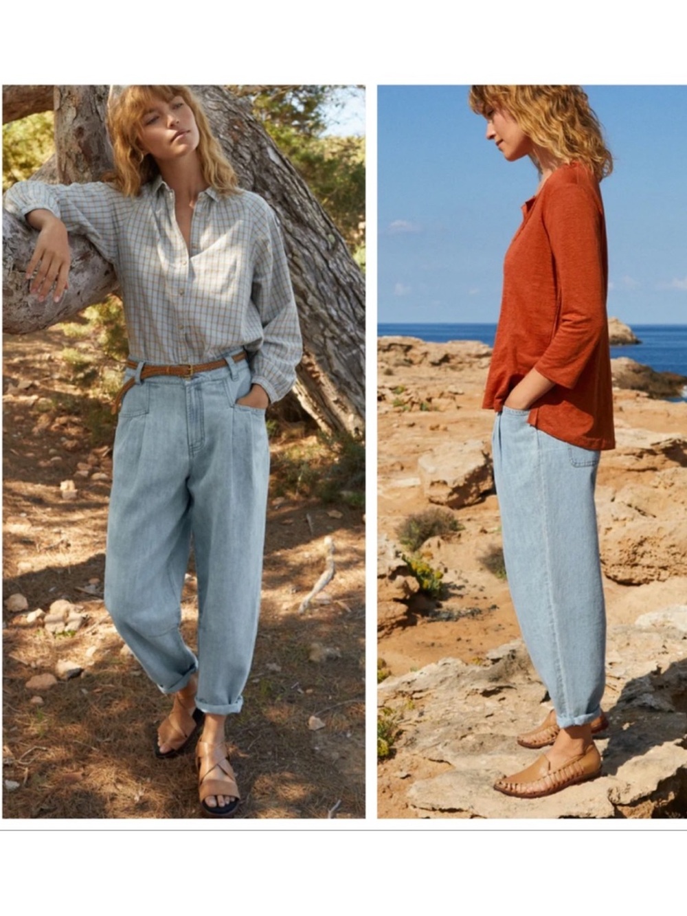 Poetry preppy Indigo dyed high rise relaxed barrel leg tapered ankle trousers 8